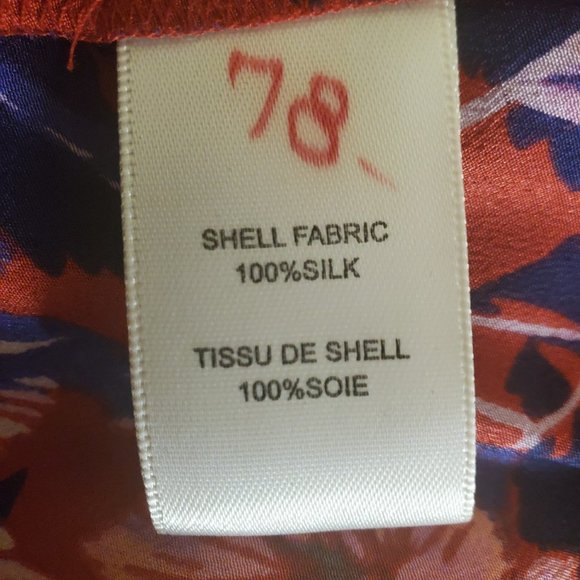Rebecca Taylor Floral Silk Tank Satin Blouse Top Burnt Red Multi Sz 2 - Picture 8 of 8